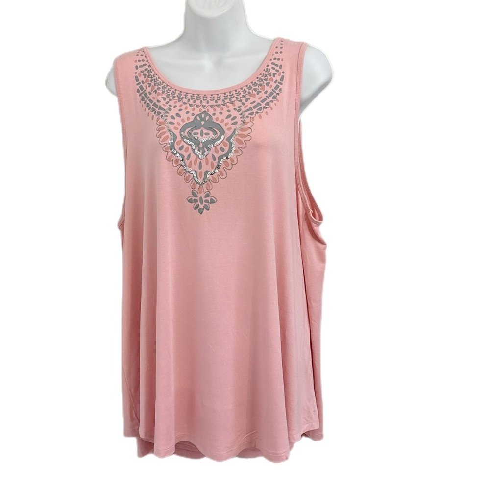Torrid Tank Top Sequins Soft Knit Feminine Boho Chic Cottagecore Pink Size 2X